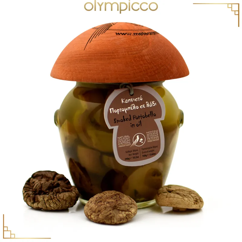 Mediterranean Marvel Smoked Portobello Mushrooms in Greek Olive Oil - 10.20oz - Mushroom Museum