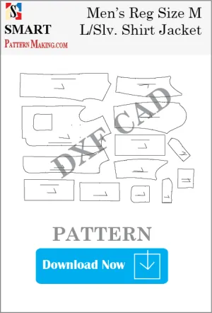 Men's Long Sleeve Shirt Jacket Downloadable DXF/CAD Pattern