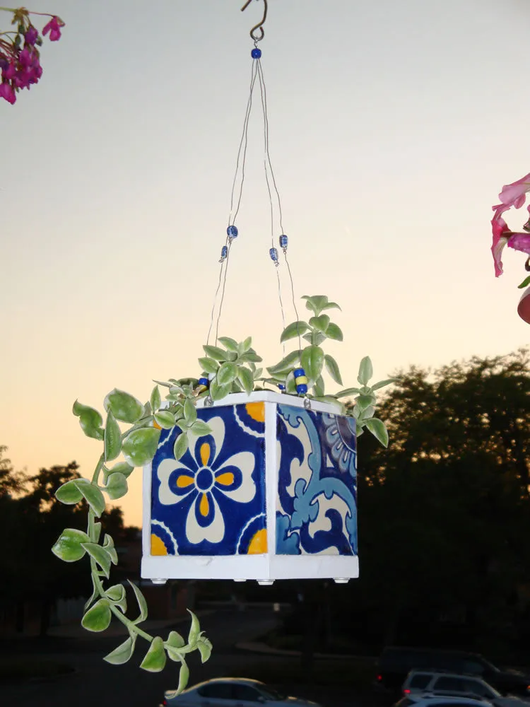 Mexican Talavera Ceramic Decorative Tile: Blue Capri