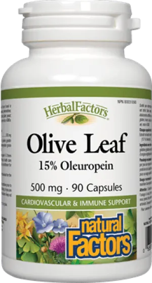 Natural Factors HerbalFactors Olive Leaf 500 mg (90 Capsules)
