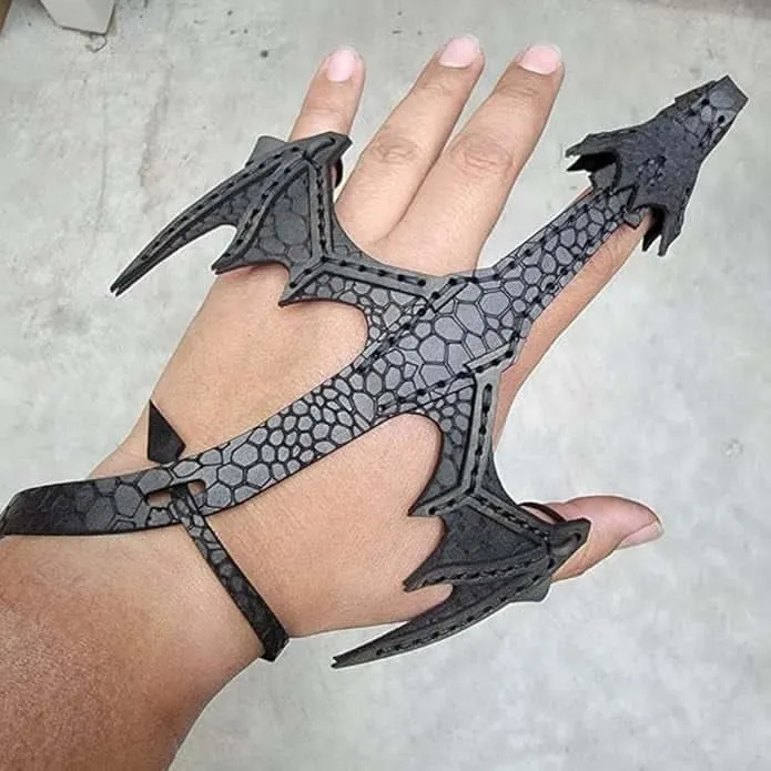 NEW Adjustable Length Handchain PU Leather Dragon Bracelet Cosplay Cuff Arm Band for Fantasy Enthusiasts Unique Accessory