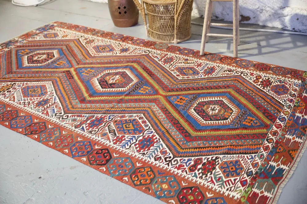 Old Fethiye Kilim 5.8ftx10.4ft