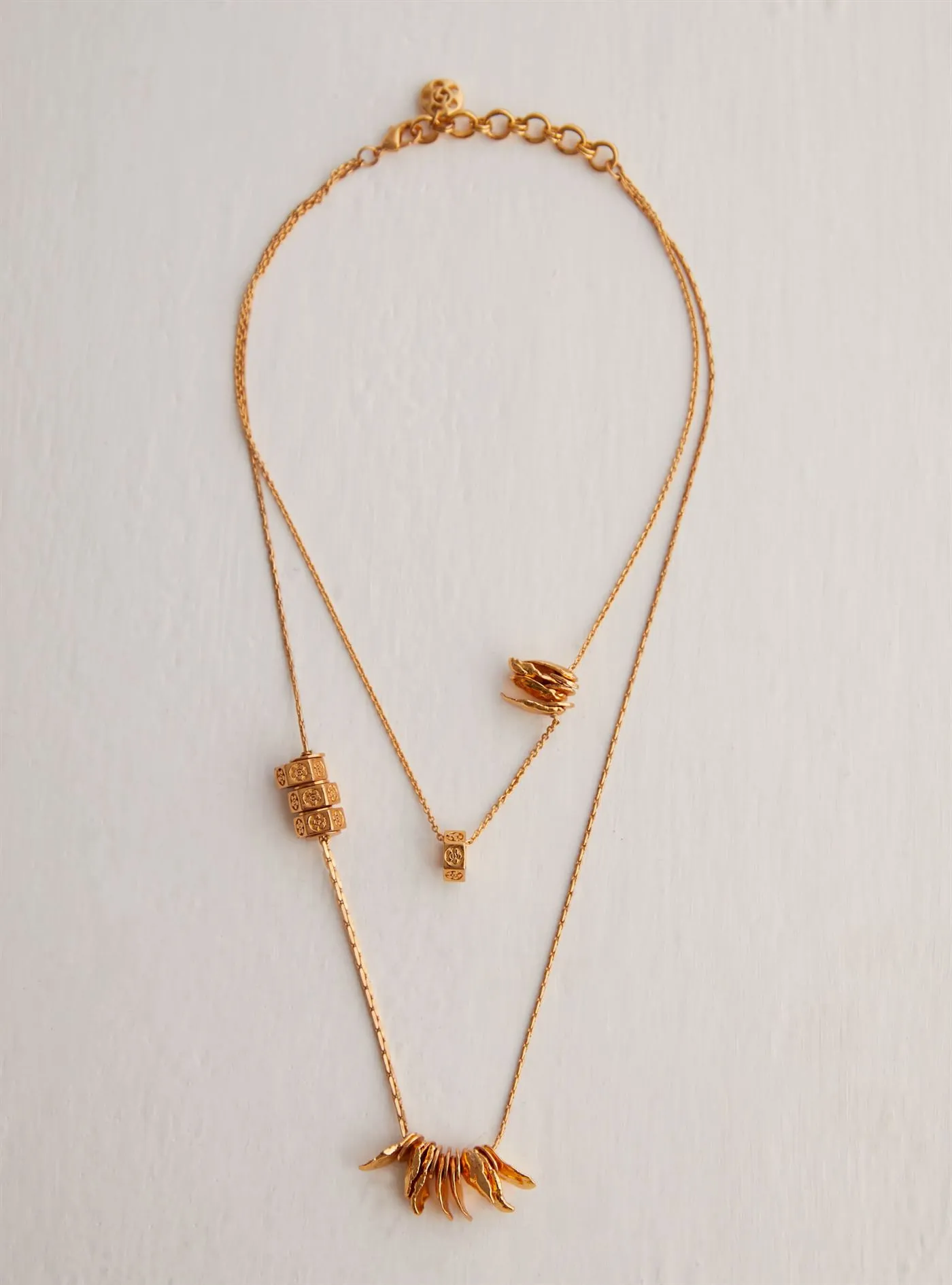 Outhouse   I   Oh Poppi Essex Bolt Layered Necklace Brass, Gold Accessories OHAW21NE091