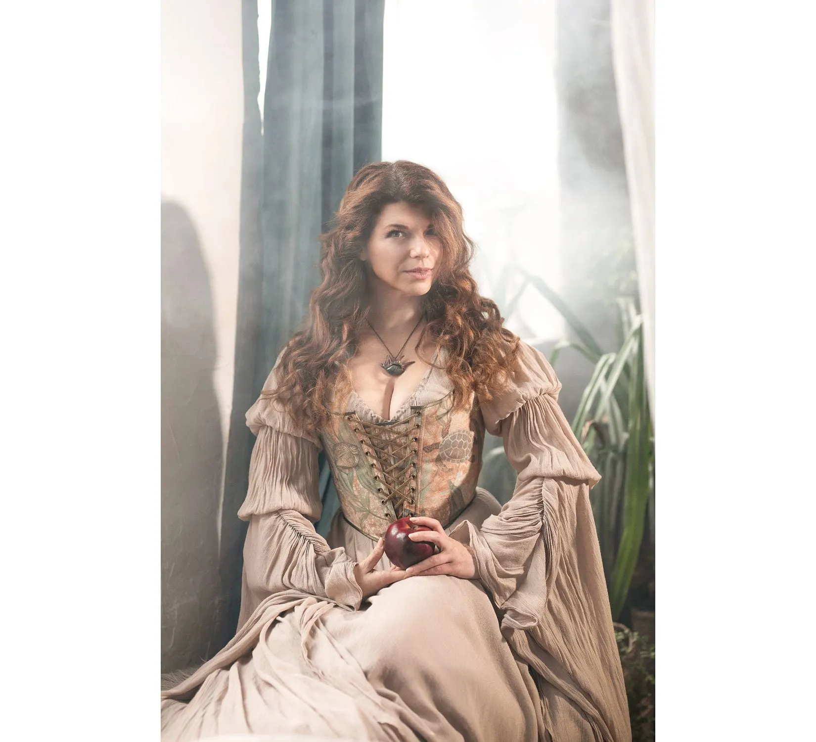Overbust corset with sea pattern