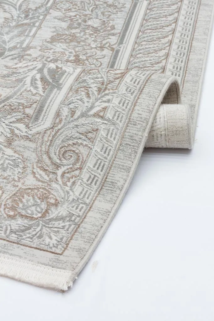 Queen Cream Bamboo Woven Modern Living Room Rug 8116