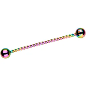Rainbow IP Seriously Twisted Industrial Barbell Earring 38mm