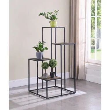 Rustic 4-Tier Display Shelf in Brown and Black