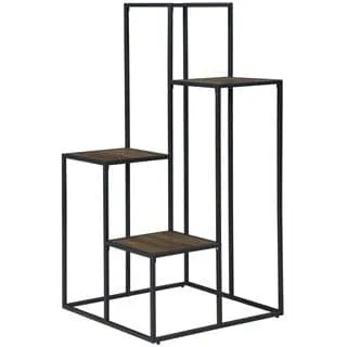 Rustic 4-Tier Display Shelf in Brown and Black