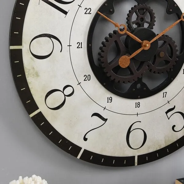 Rustic Bronze Industrial FarmHome Round Oversized Wall Clock