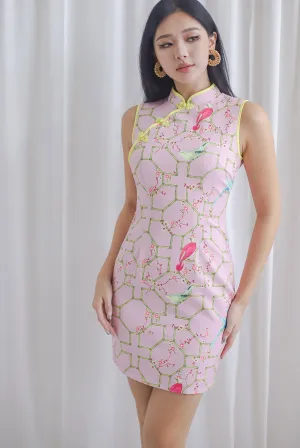 Ruyi Oriental Bamboo Cheongsam Dress In Pink