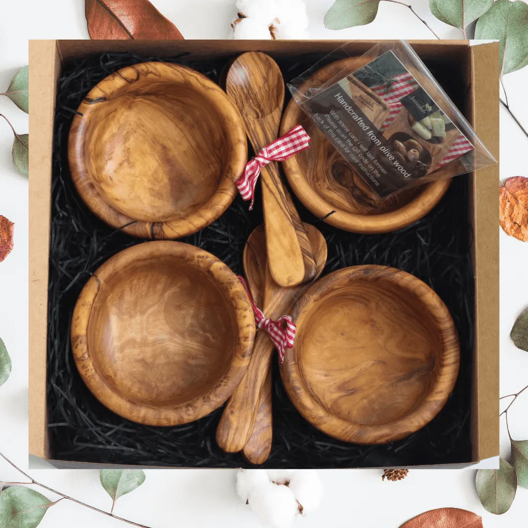 Tapas Bowl Olive Wood Gift Set
