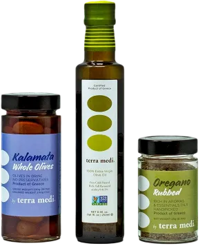 Terra Medi - Bundle Pack Of Extra Virgin Olive Oil , Oregano and Kalamata Olives