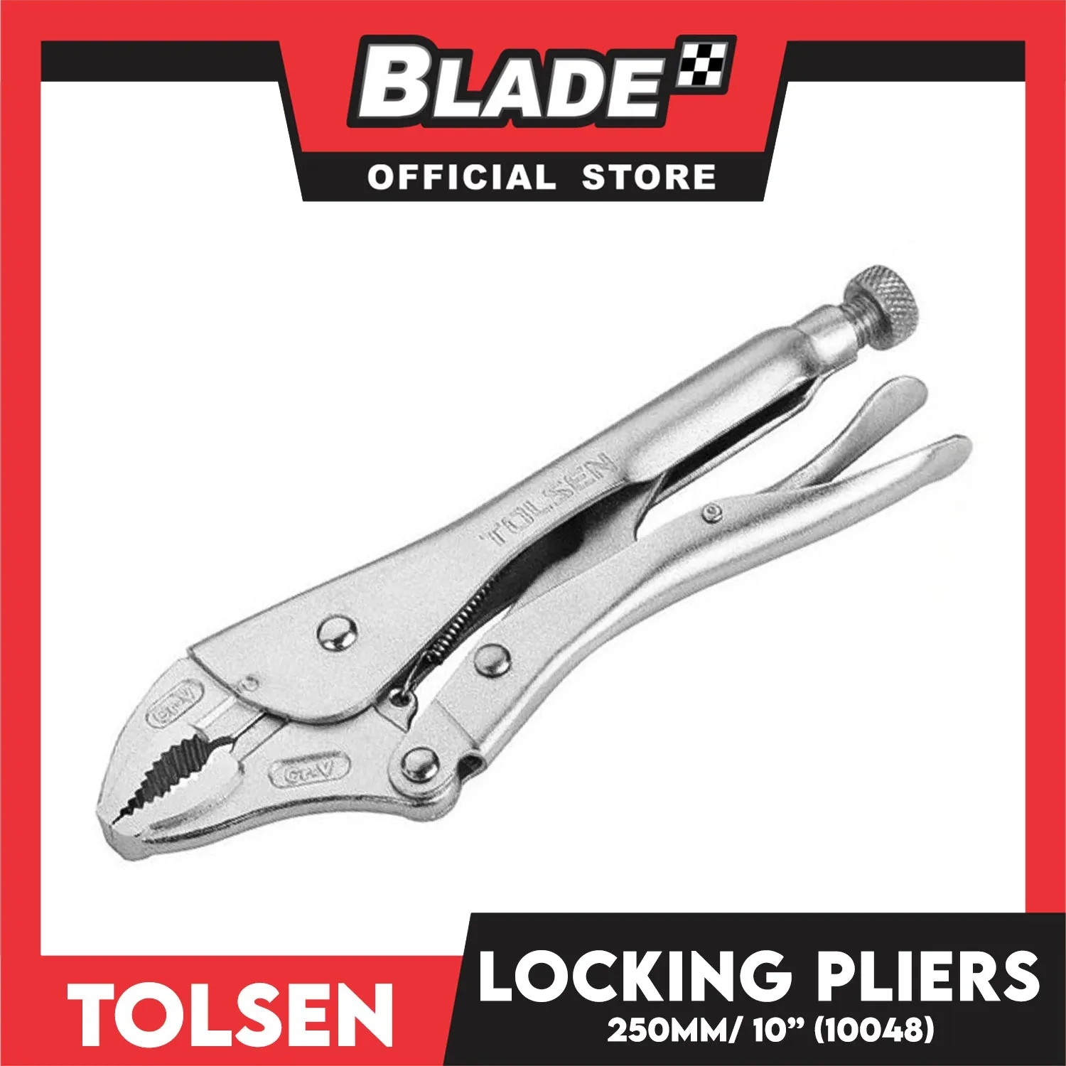 Tolsen Locking Pliers Vise Grip Flat 250mm, 10' ' 50mm Industrial Series 10048