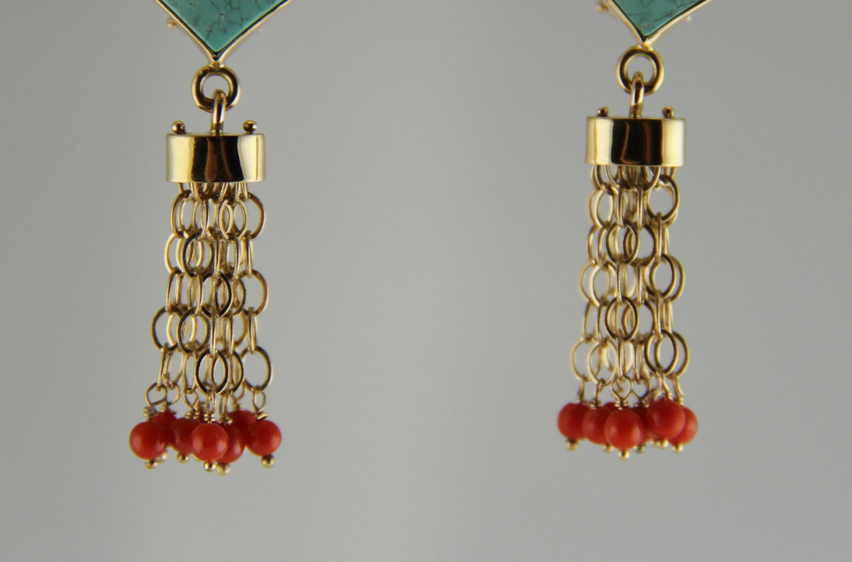 Turquoise and Coral Earrings