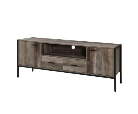 TV Cabinet Entertainment Unit Stand Storage Wood Industrial Rustic 160cm