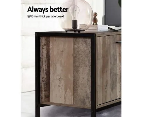 TV Cabinet Entertainment Unit Stand Storage Wood Industrial Rustic 160cm