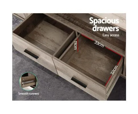 TV Cabinet Entertainment Unit Stand Storage Wood Industrial Rustic 160cm