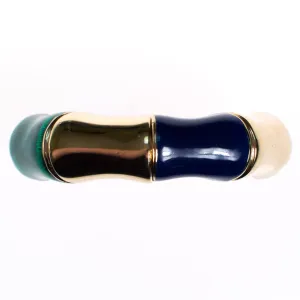 Vintage Ciner Gold, Green and Violet Enamel Bamboo Bangle Bracelet