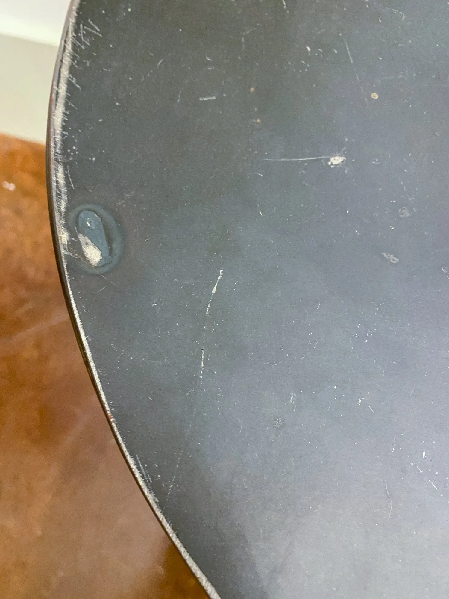 Vintage French Industrial Round Metal Side Table