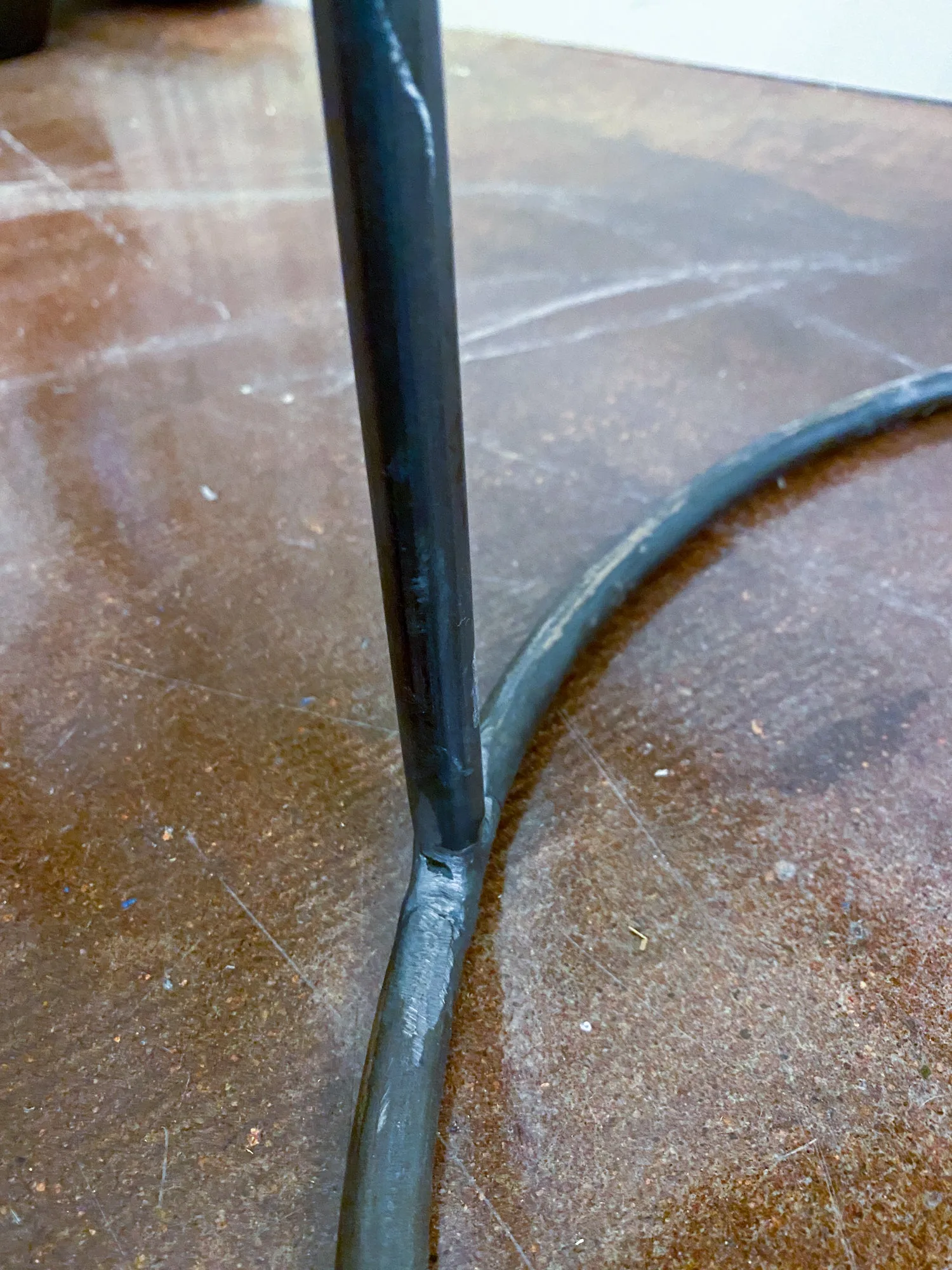 Vintage French Industrial Round Metal Side Table