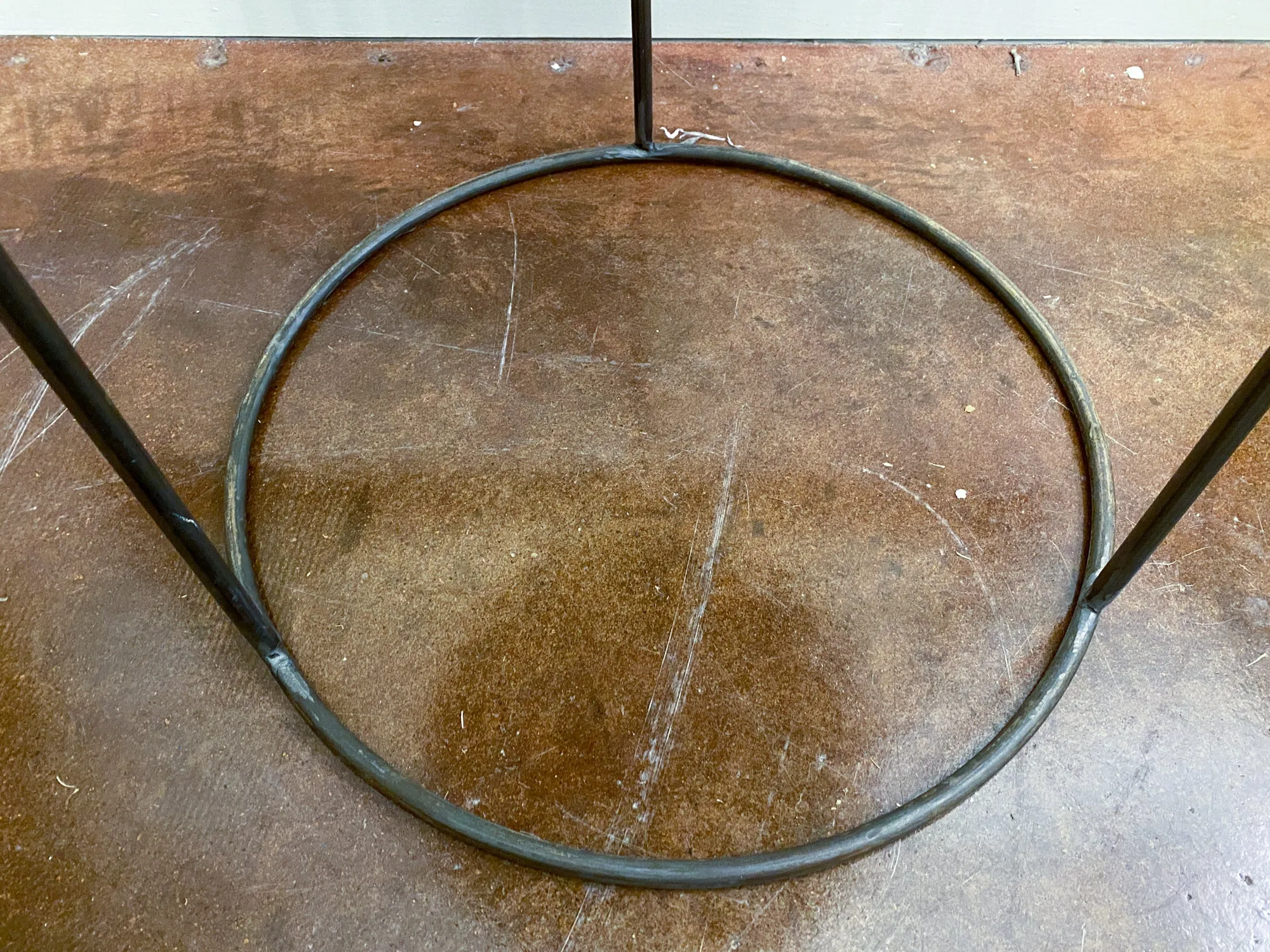 Vintage French Industrial Round Metal Side Table