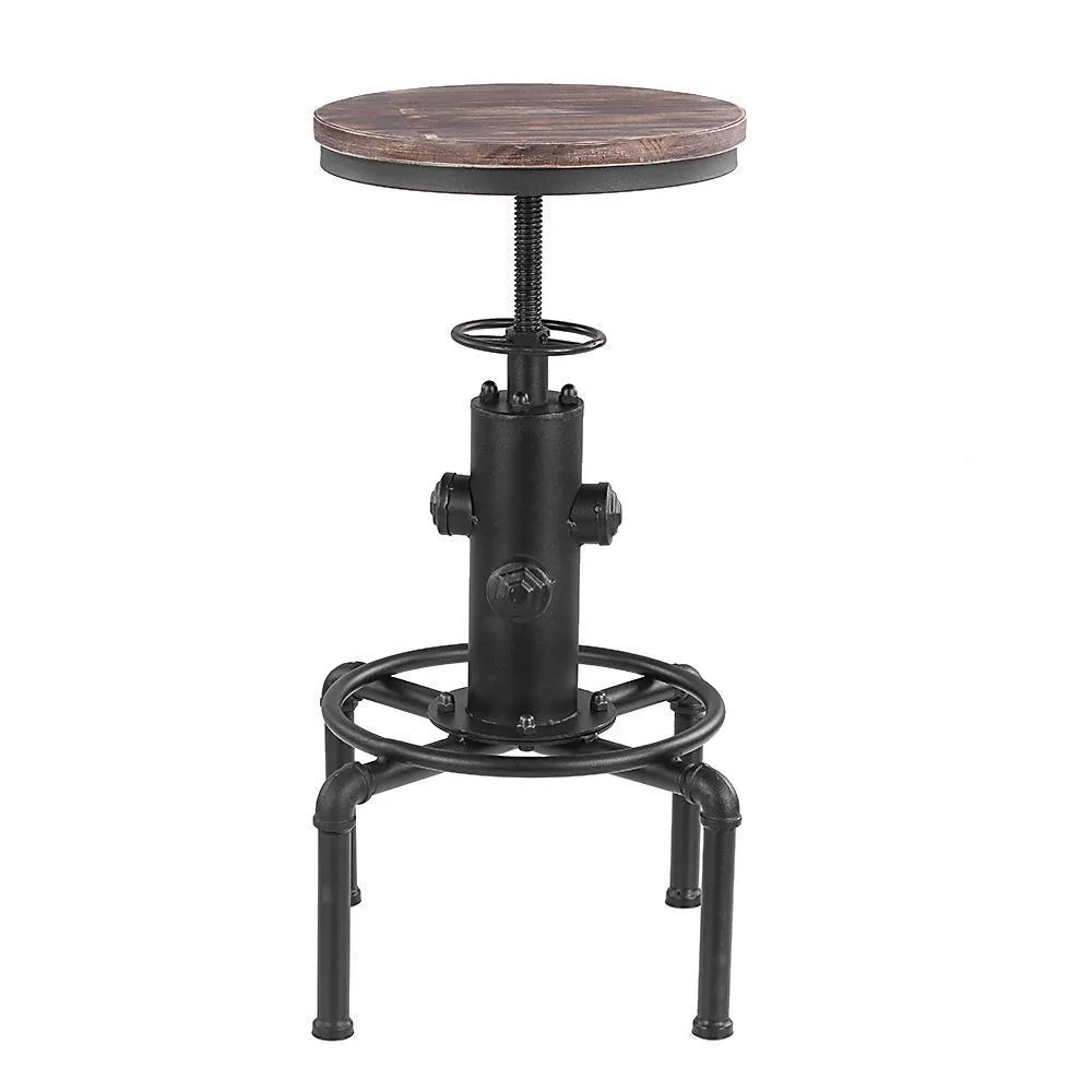 Vintage Metal Stool: Pinewood Top