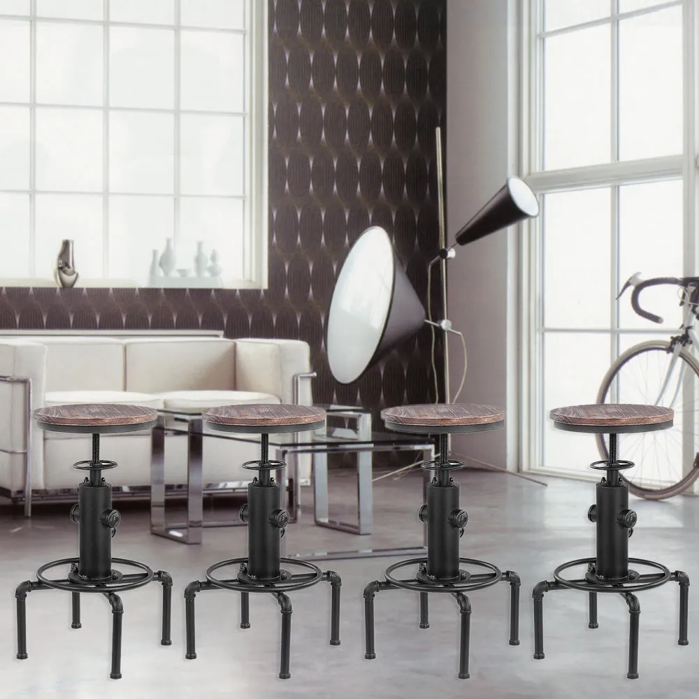 Vintage Metal Stool: Pinewood Top