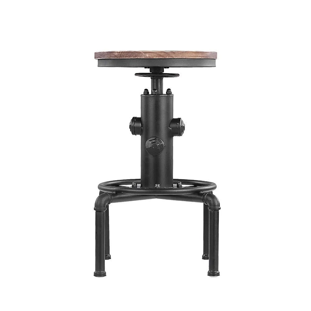 Vintage Metal Stool: Pinewood Top