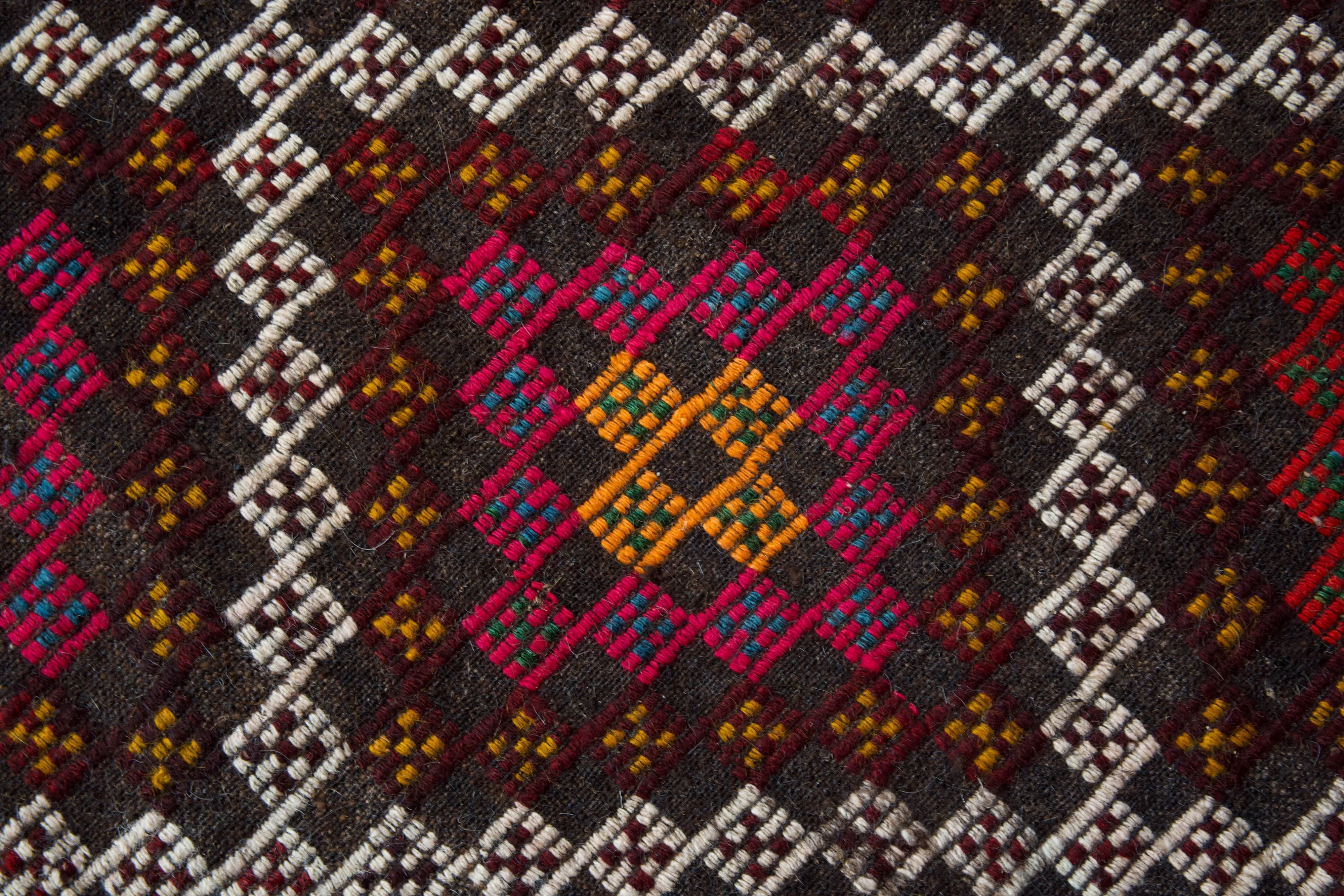 Vintage Taurus Yoruk Cicim Kilim Rug 6'2"x8'10"