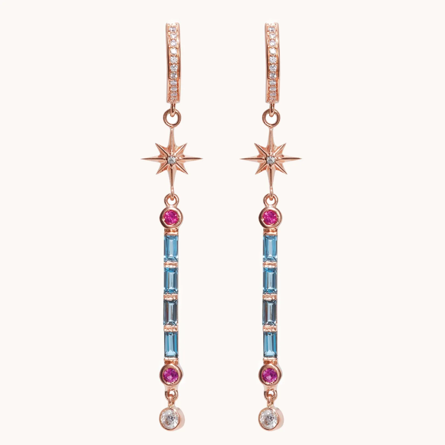 Wand Earrings Blue Topaz