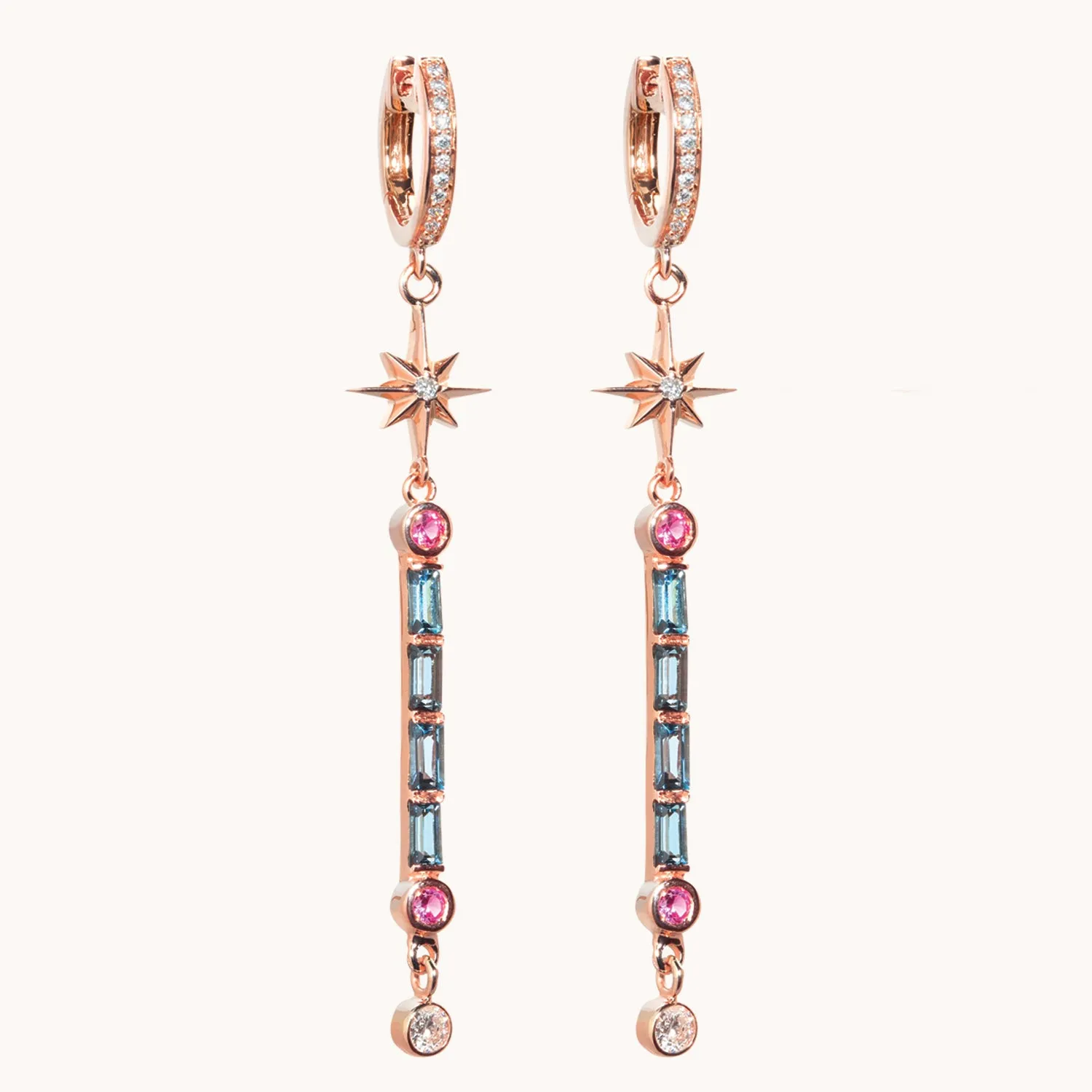 Wand Earrings Blue Topaz
