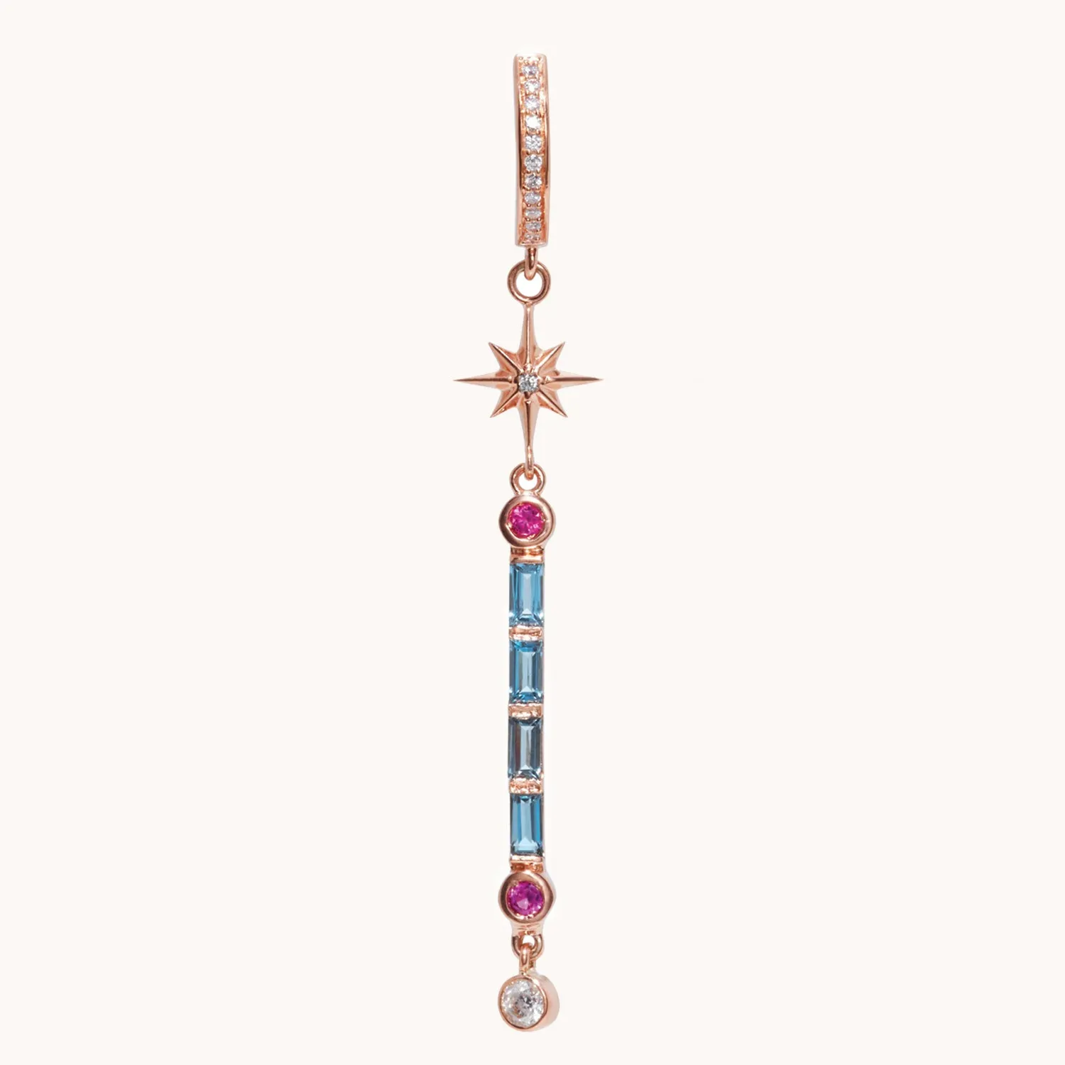 Wand Earrings Blue Topaz