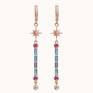 Wand Earrings Blue Topaz