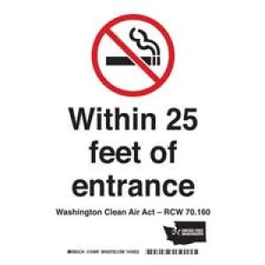 Washington Clean Air Act No Smoking Sign/ Buy Online