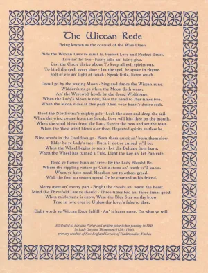 Wiccan Rede Long Poem - Wicca Art - Altar Display - Book of Shadows Pages Education Enthusiasts Digital Download DIY Gift